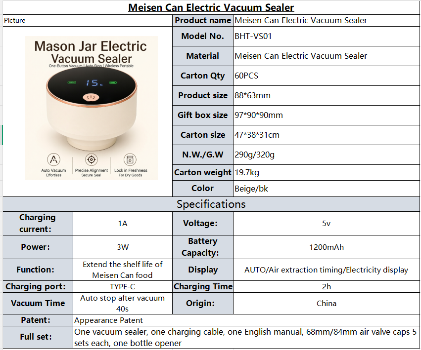 BHT-VS01 specification